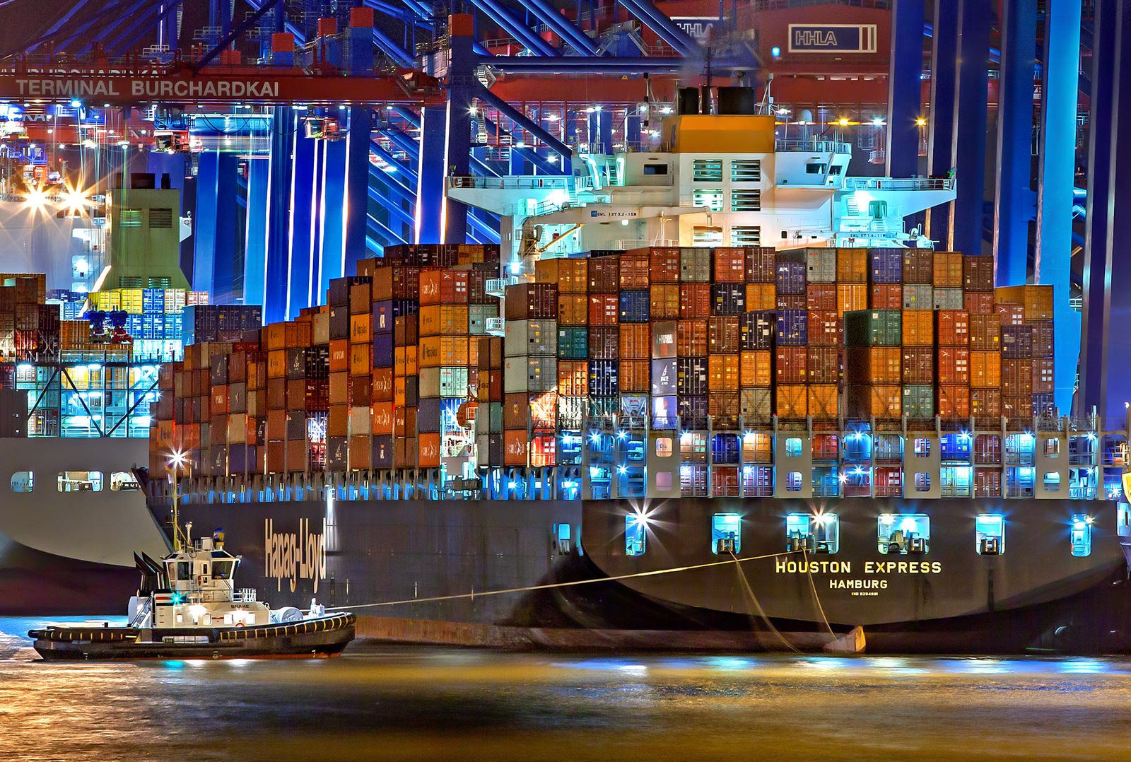 Shipping containers stacked at a port terminal